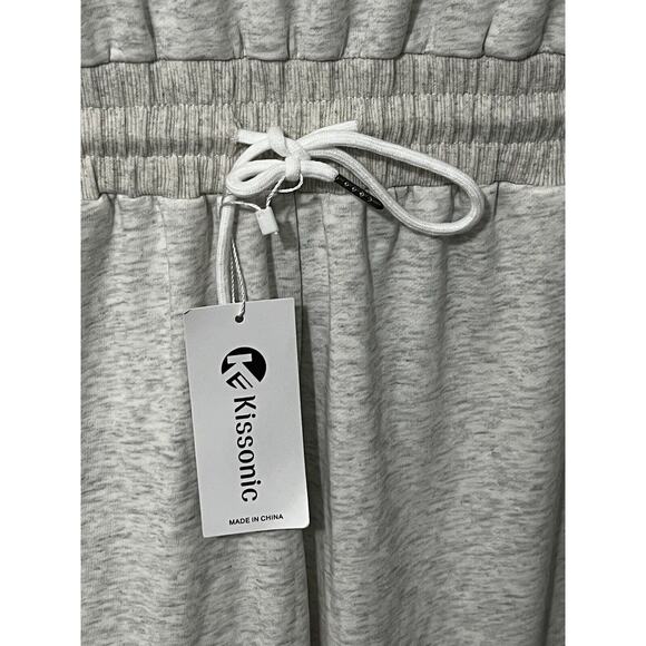 Kissonic Jumpsuit Romper Sweatshirt Casual Drawstring Heathered Gray size S - Picture 6 of 6